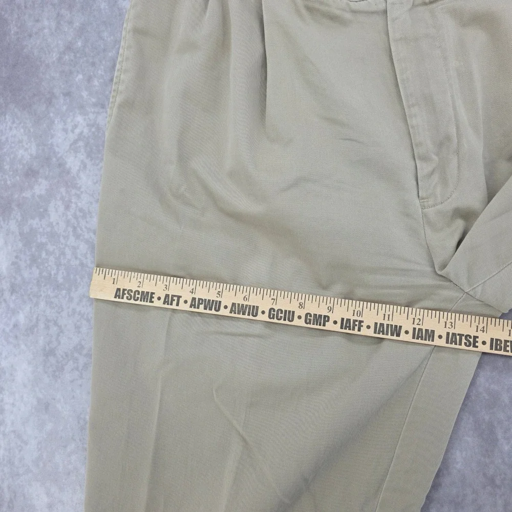 VTG Polo Ralph Lauren Hammond Pants Mens 36x30 Khaki Chino Double Pleated Cuffed